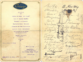 A dinner menu from the Grand Hotel in Genoa signed by members of the Russian and German delegations