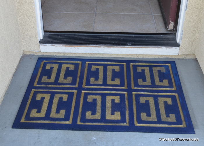 Blue and Gold Spray Painted Rubber Mat