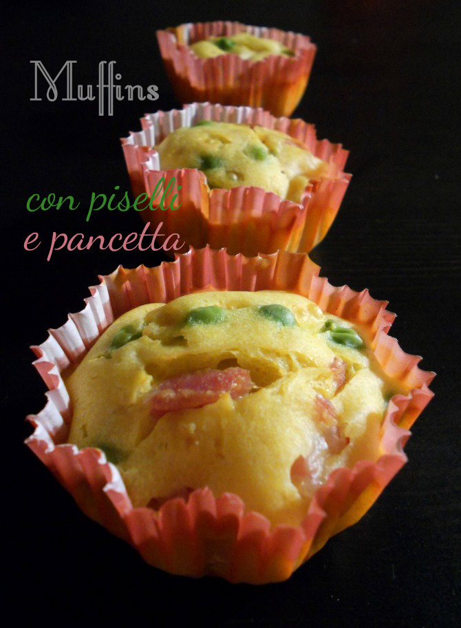 muffins salati con pancetta e piselli freschi 