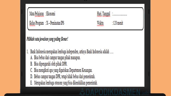 Soal Pat Ukk Ekonomi Sma Ma Kelas 10 Kurikulum 2013 Tahun 2019