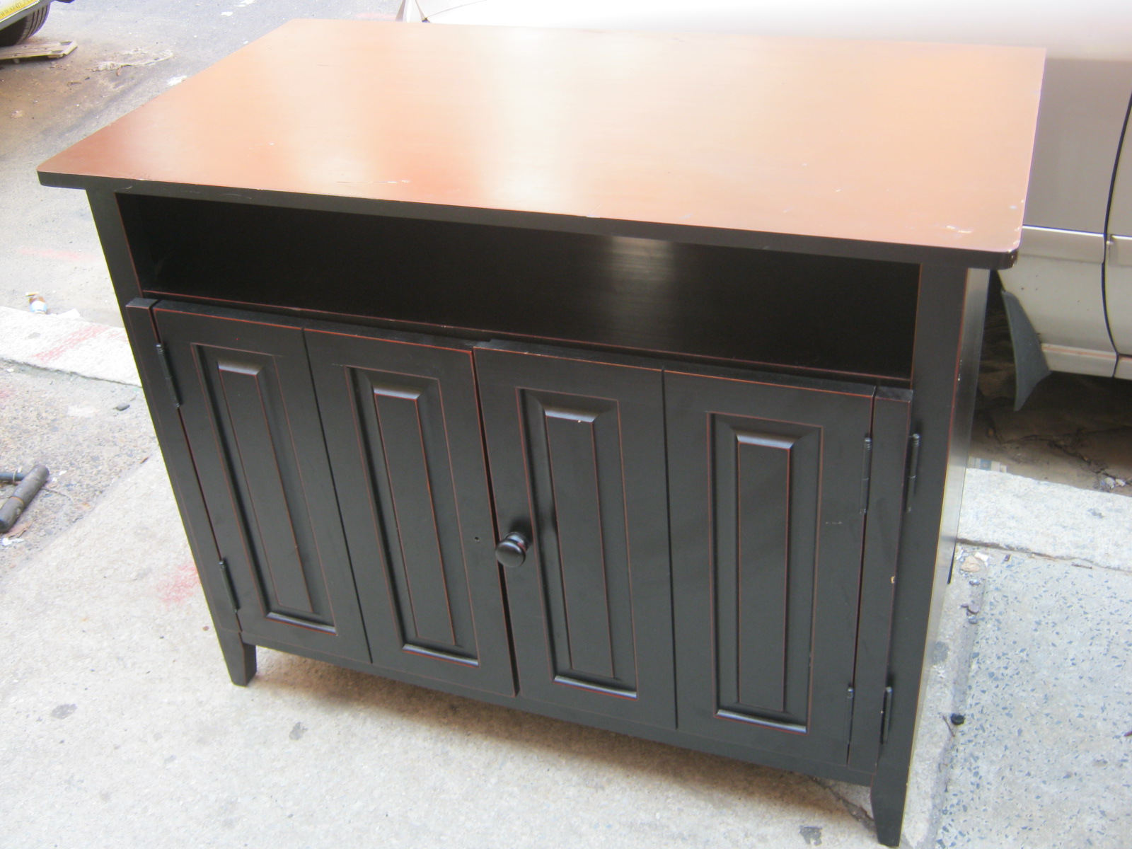 Uhuru Furniture & Collectibles Black Distressed TV Stand SOLD