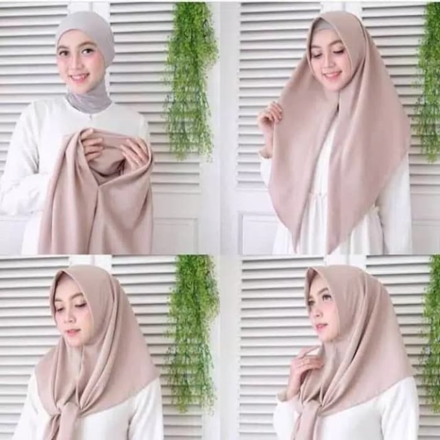 Jilbab Segitiga Instan Diamond Italiano Polos Terbaru Coklat Muda