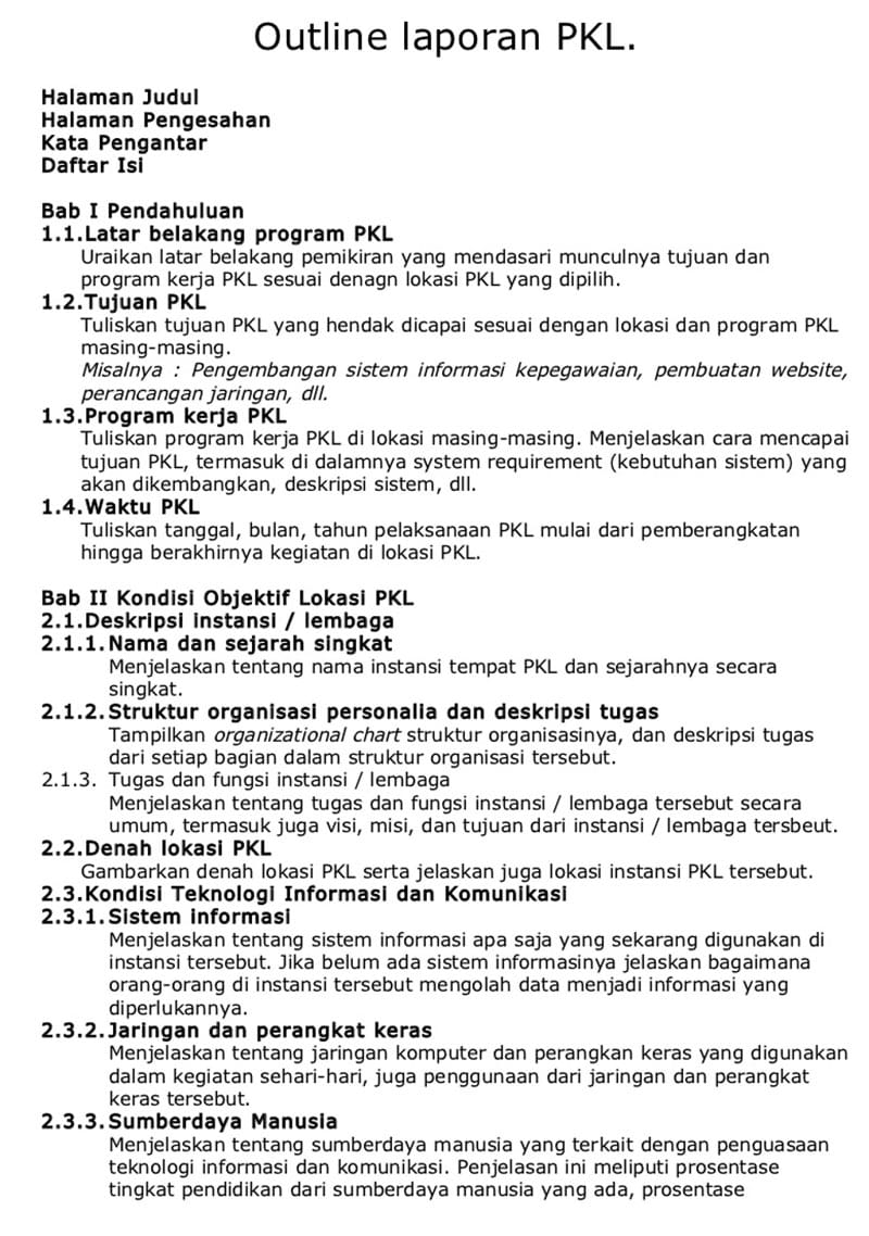 Contoh Pembuatan Outline Sederhana Untuk Kerangka Tulisan Kosngosan