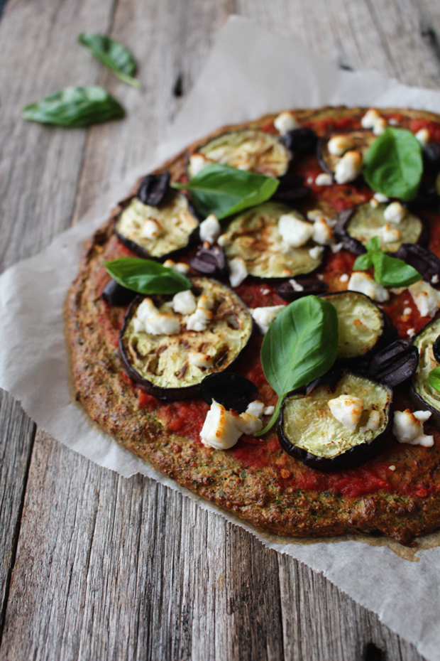 Grilled Eggplant & Goats Cheese Pizza