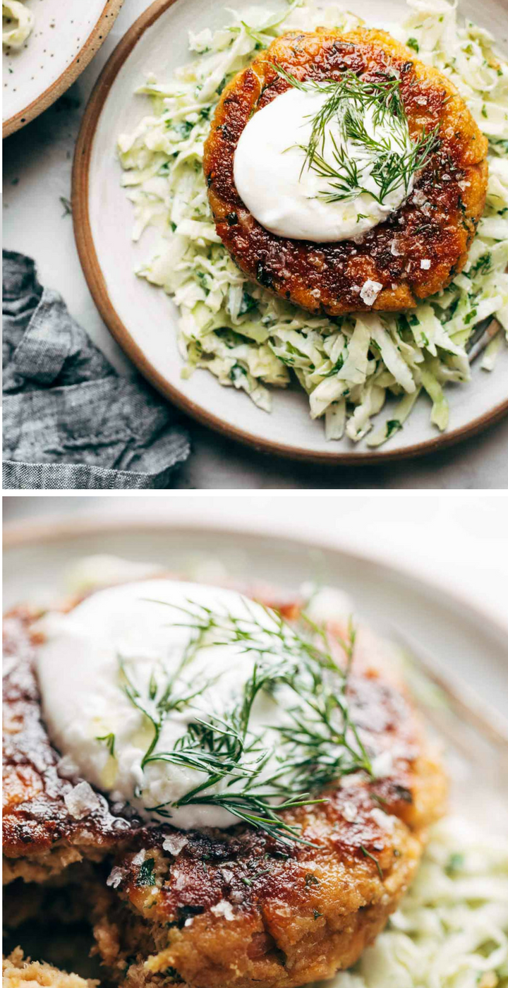 Yummy Salmon Burgers with Slaw