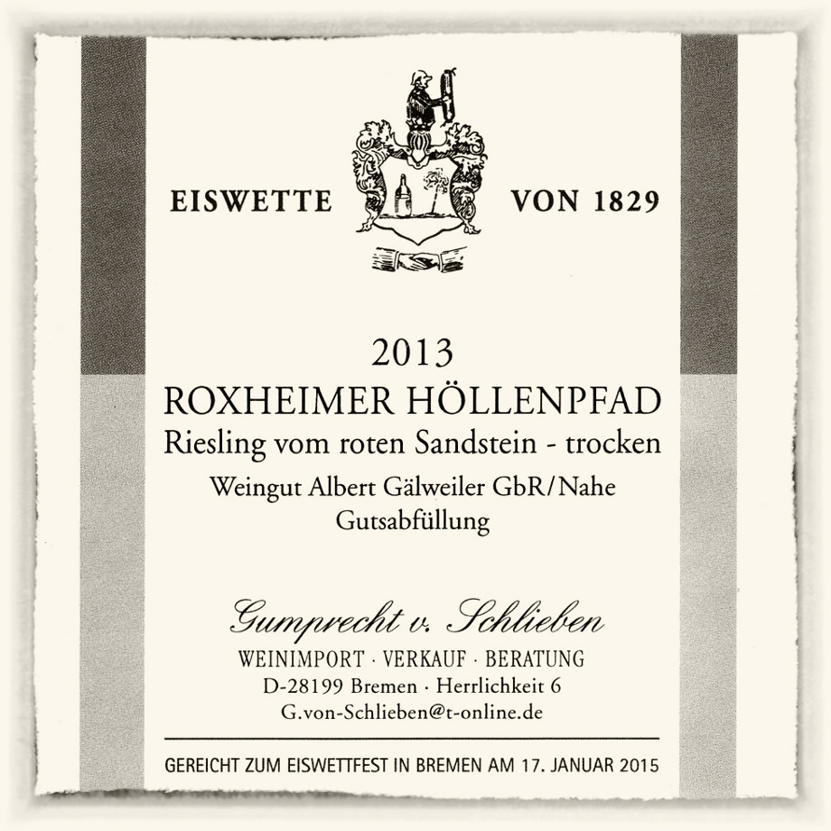 Riesling vom Roten Sandstein Roxheimer Höllenpfad aus dem Weingut Gälweiler in St. Katharinen an der Nahe.