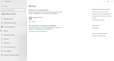 Aggiungi unità Backup Windows 10