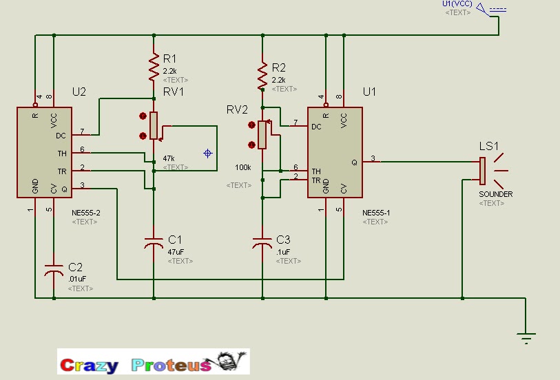 Ding Dong Sound Generator Circuit CRAZY PROTEUS