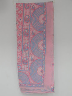 Lucknowi Chikan Pink Blue Cotton Saree