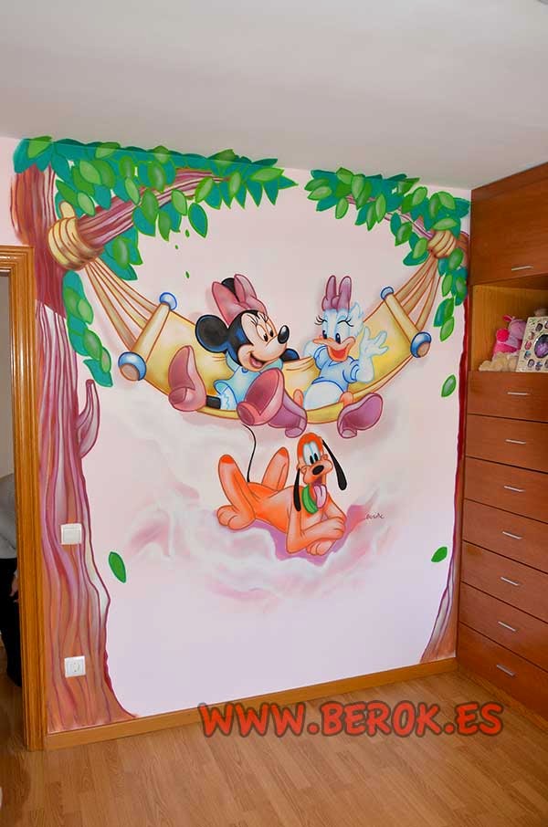 Mural infantil de Minnie Mouse, Daisy y Pluto