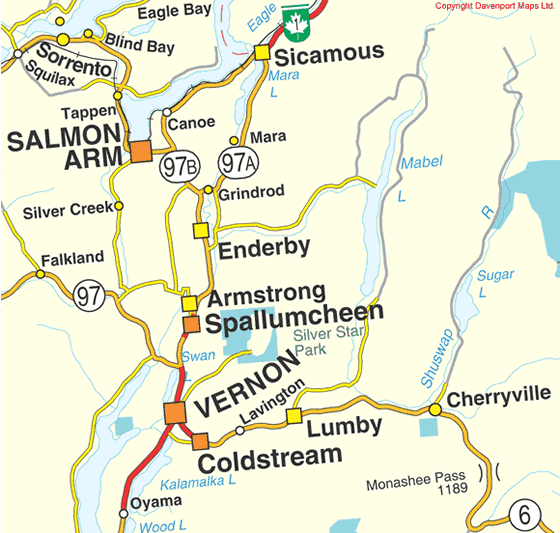 Okanagan Valley Map