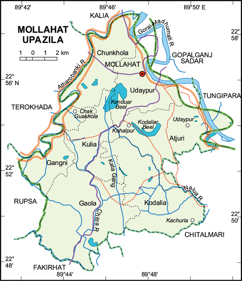 Mollahat Upazila Map Bagerhat District Bangladesh