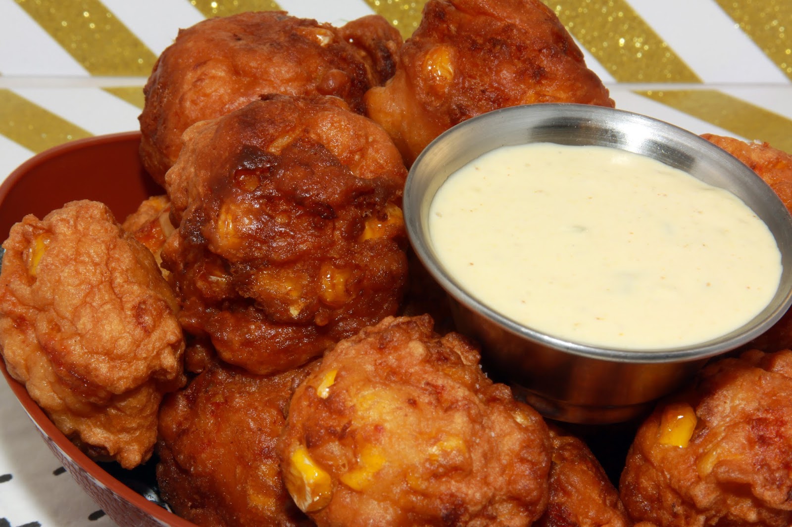 For the Love of Food Cajun Crawfish and Corn Fritters with Remoulade