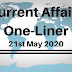 Current Affairs One-Liner: 21st May 2020