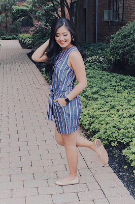 Jadoregrace.com// Romping Around Boston - Blue romper with Bow Sash