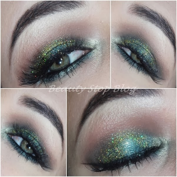 Maquiagem verde esmeralda com glitter Maquiagem verde esmeralda com glitter
