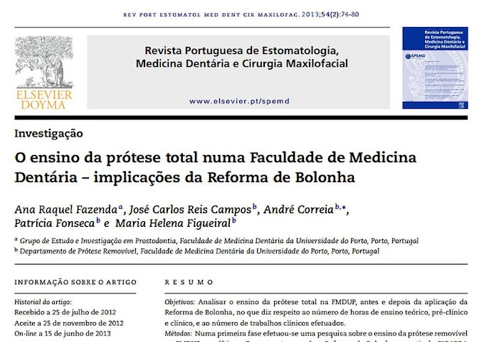 PDF: O ensino da prótese total numa Faculdade de Medicina Dentária – implicac¸ões da Reforma de Bolonha