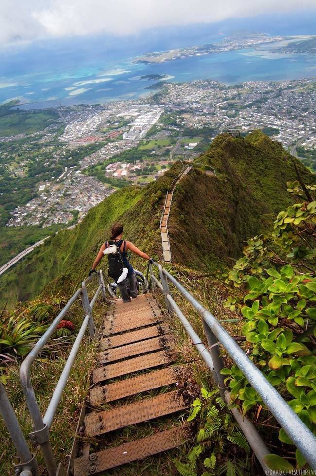 The Haiku Stairs (stairway to heaven) in Hawaii.