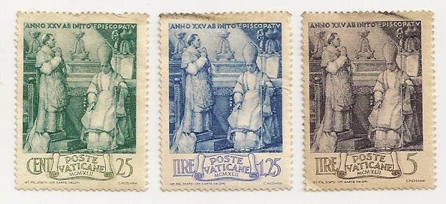 stamp and postcard: Poste Vaticane Issued on 1933 and 1943
