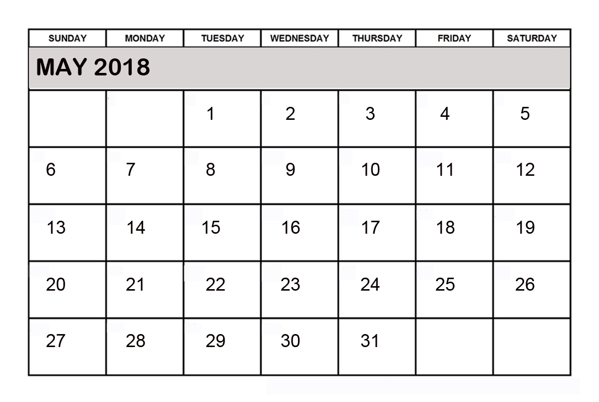 printable calendars may 2018