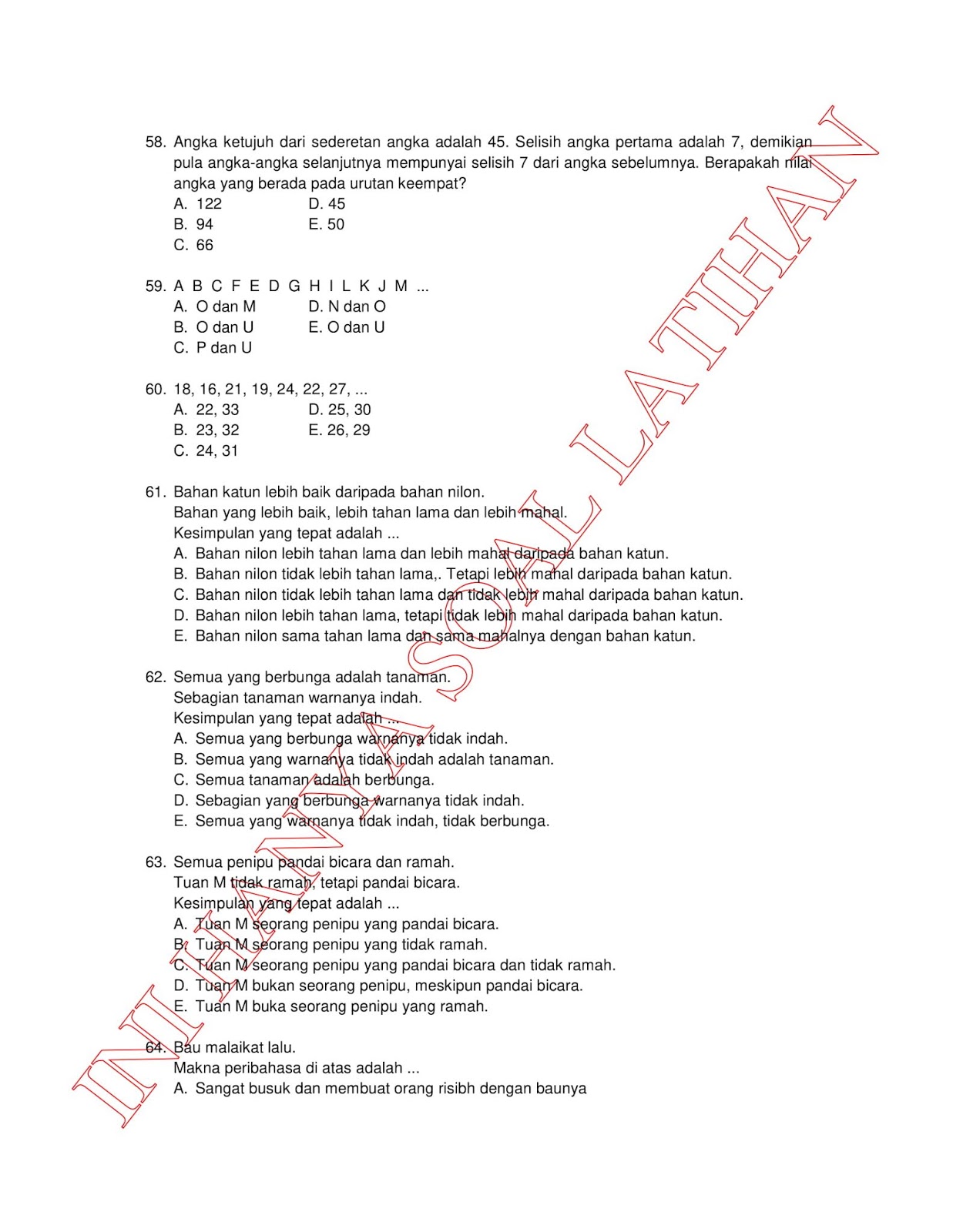 11++ Contoh Soal Tiu Kemampuan Verbal Analogi Contoh