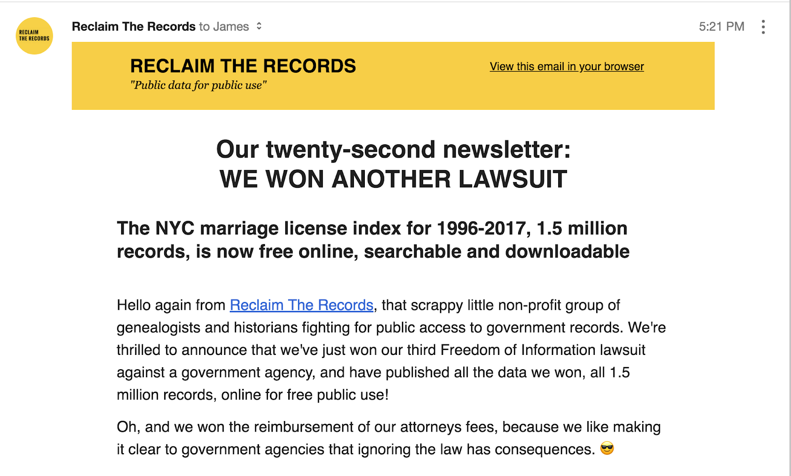 Record Disclosure for Internet Searches