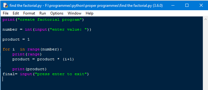 CODIE.in : Python - find the factorial program