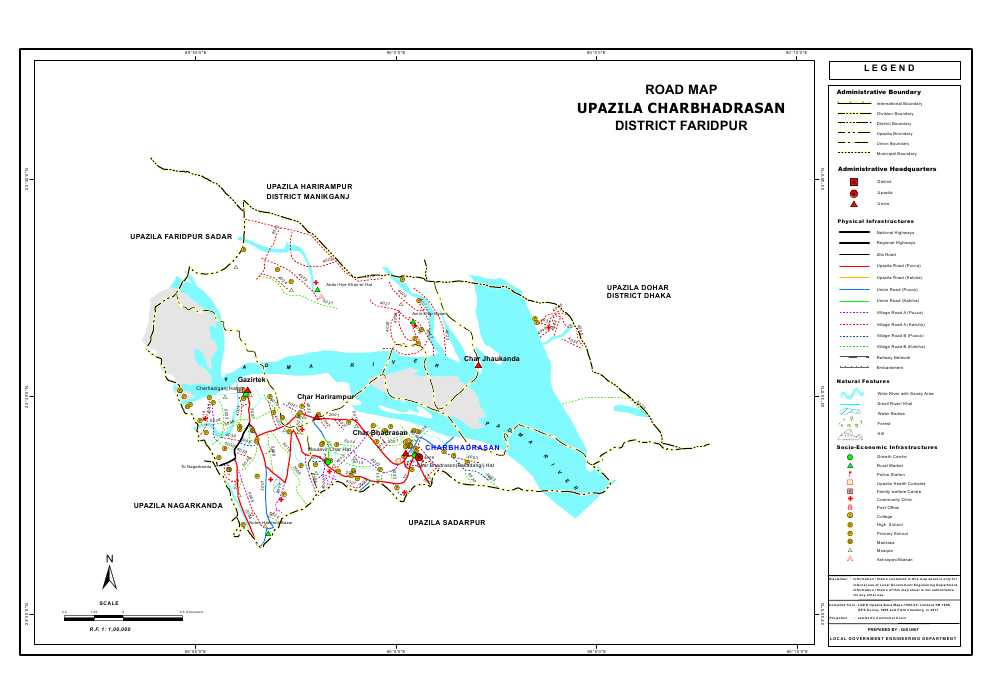 Charbhadrasan Upazila Road Map Faridpur District Bangladesh