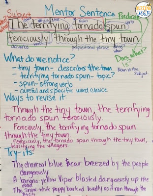 Teach grammar in a way that actually sticks with one sentence a week. Students learn parts of speech, sentence structure, how to revise and edit, and so much more with these fun, hands on grammar lessons that only take 15 minutes every day. It's an easy, engaging approach that will actually improve your students' writing! #mentorsentences #teachinggrammar Teach grammar in a way that actually sticks with one sentence a week. Students learn parts of speech, sentence structure, how to revise and edit, and so much more with these fun, hands on grammar lessons that only take 15 minutes every day. It's an easy, engaging approach that will actually improve your students' writing! #mentorsentences #teachinggrammar