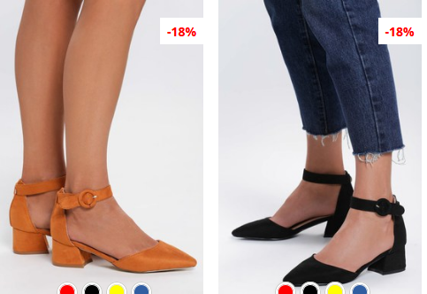 Pantofi cu toc mic gros lejeri portocalii, negri moderni Pantofi cu toc mic gros lejeri portocalii, negri moderni