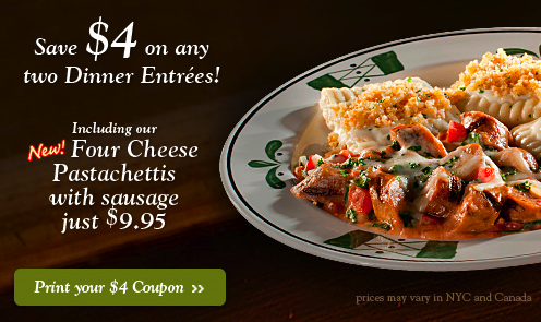 Olive Garden: Save $4 off Two Dinner Entrees (Printable Coupon) - The ...