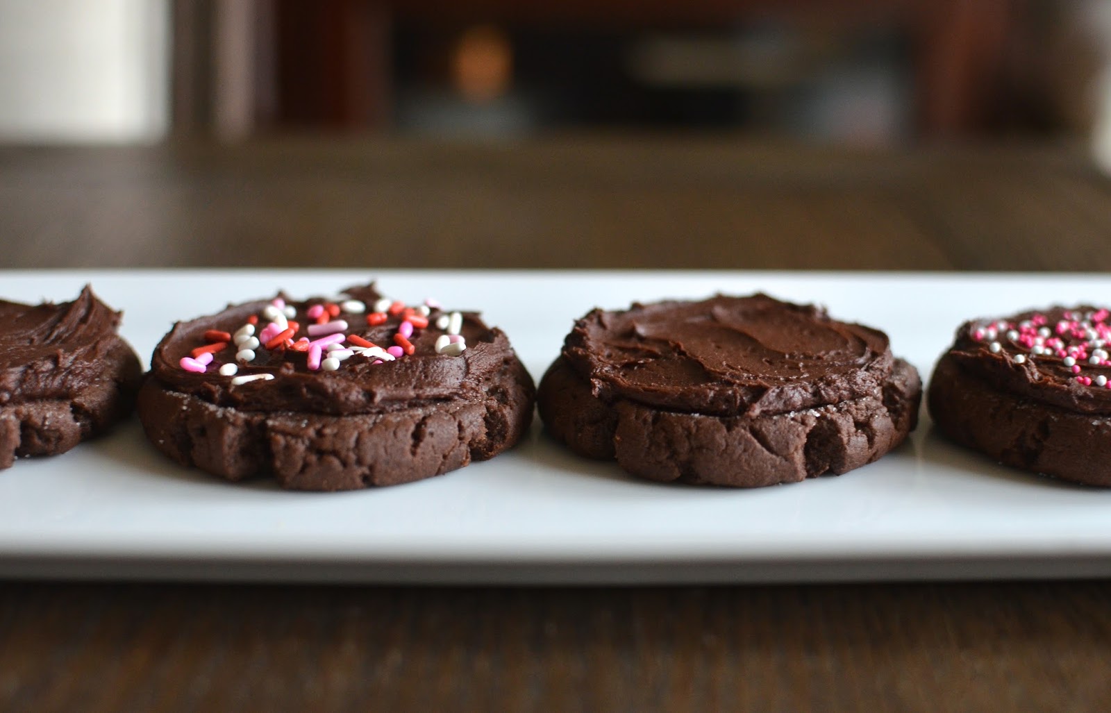 Playing with Flour Soft chocolate frosted cookies