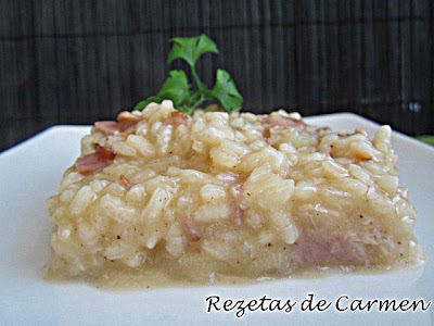 Risotto con bacon y queso curado manchego
