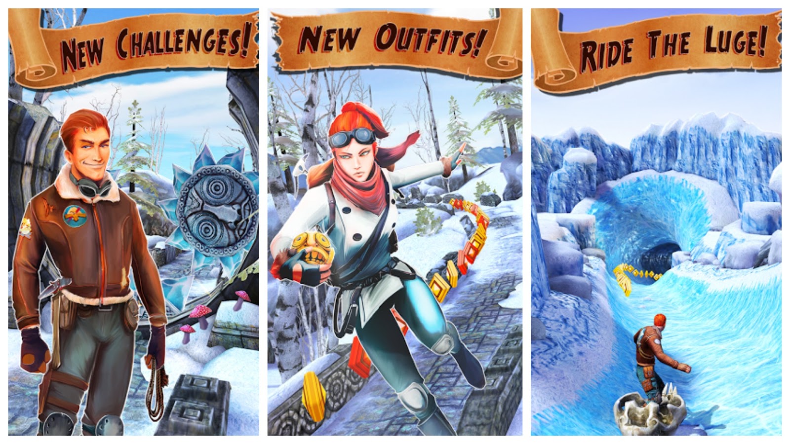 Temple Run 2 - Frozen Shadows Gameplay Video  ❄️A cold wind is blowing  across the land of Temple Run 2. Welcome to Frozen Shadows!🏂 Surf the ice  luge and race across