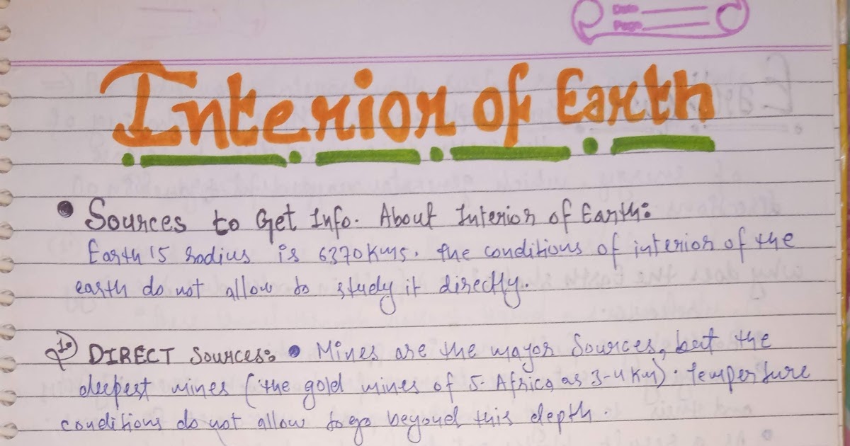 Handwritten Notes of INTERIOR OF EARTH Geography Class 11th