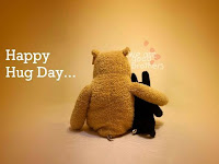 hug day images, happy hug day with teddy bears, two teddy sitting from back side and enjoying hug festive