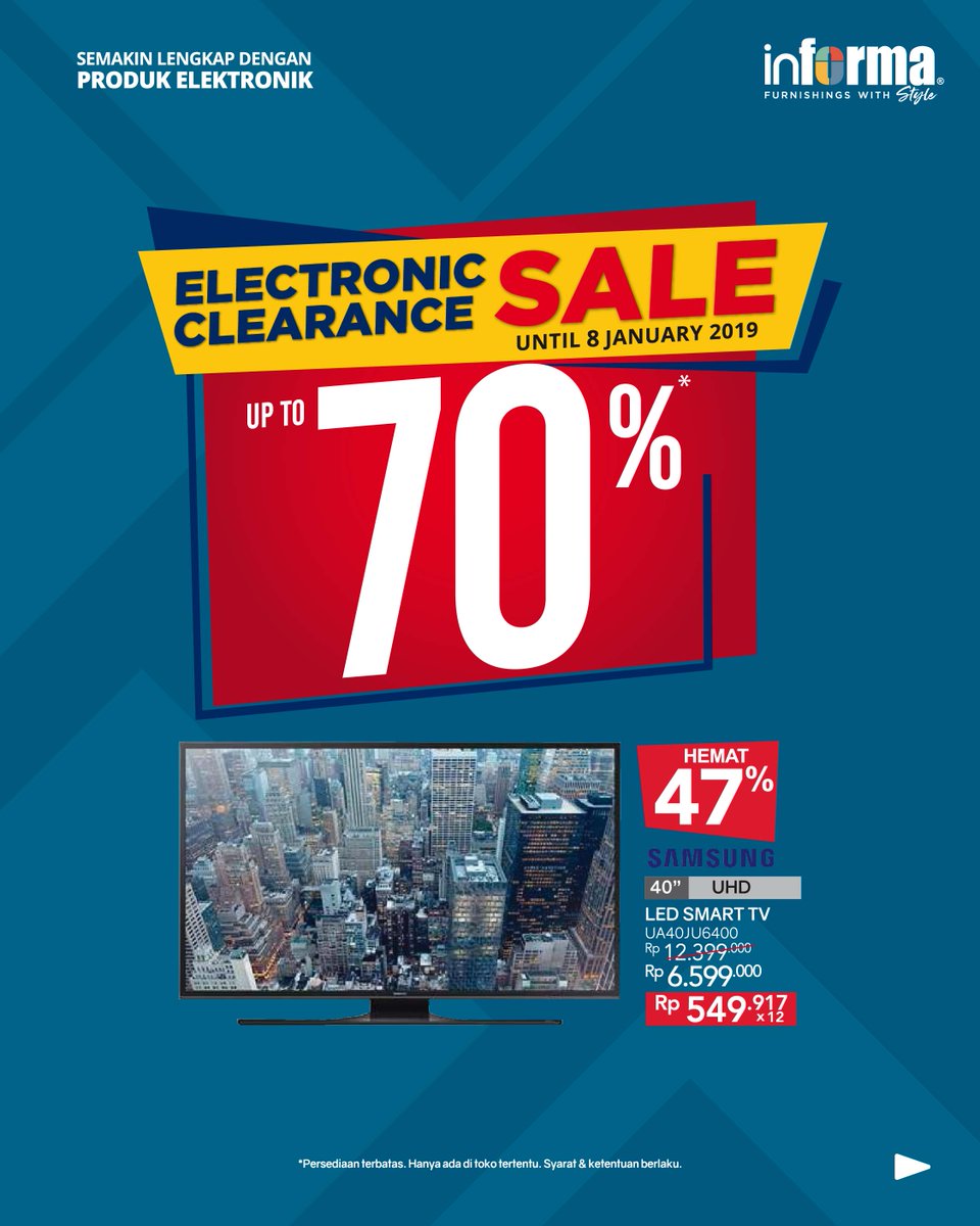 #Informa - Promo Diskon s.d 70% Produk Elektronik Unggulan (s.d 08 Jan 2019) #Informa - Promo Diskon s.d 70% Produk Elektronik Unggulan (s.d 08 Jan 2019)