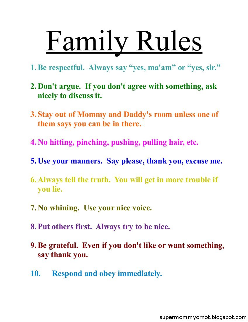 Best House Rules for Kids Printable Bates Blog