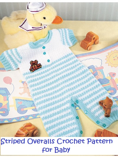 Striped Overalls Crochet Pattern Outfit for Baby