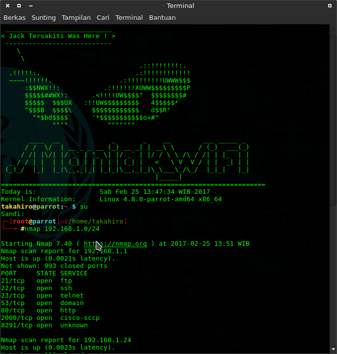Scan Port dengan Nmap di Linux ParrotOS Information Gathering Abdur