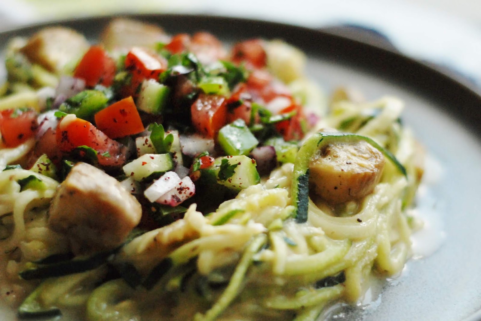 Fleur DeLectable Greek Garden Zucchini Spiral Salad with Shepherd’s