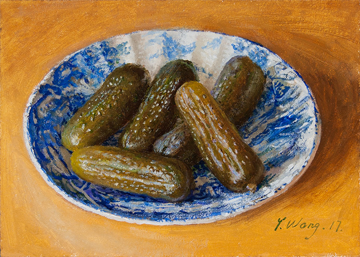 Wang Fine Art sweetened pickle cucumbers still life oil painting small