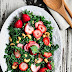 Massaged kale, strawberry and cashew salad