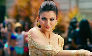 Urvashi Rautela looks stunning in Golden Deep neck Dress in Song Daddy Mummy