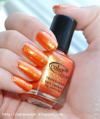 naglar, nails, nagellack, nail polish, orange, color club, sparkle and soar