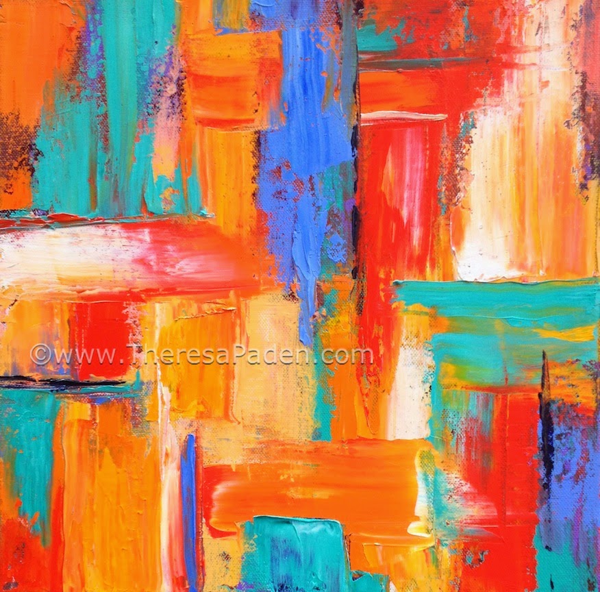 Colorful Southwestern Art Textured Abstract Oil Painting with Southwest Colors by Theresa Paden