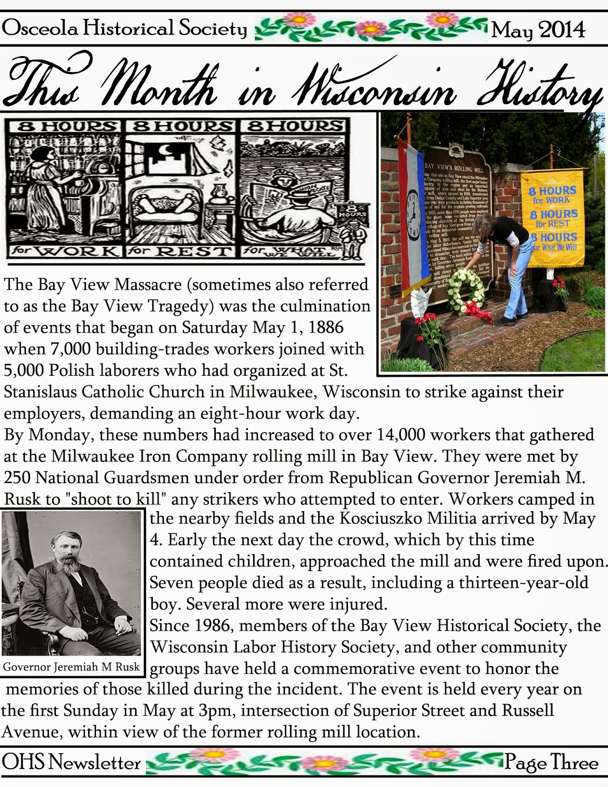 Osceola (Wisconsin) Historical Society April 2014