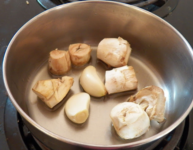 Mushroom Stems and Garlic