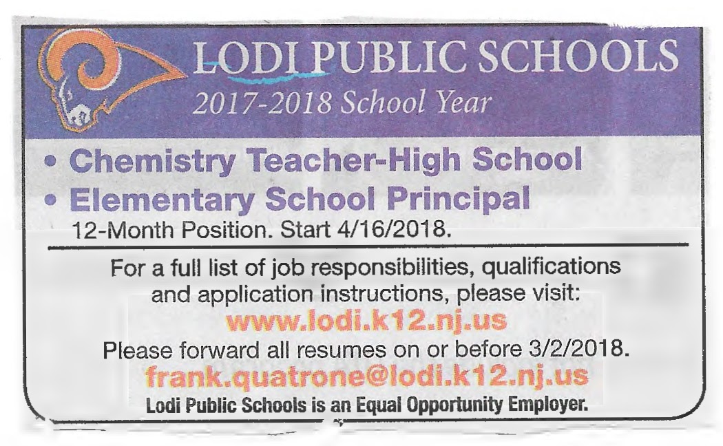 Lodi By The Numbers District positions posted in today's Record