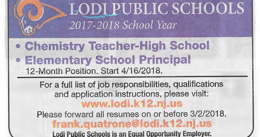 Lodi By The Numbers District positions posted in today's Record